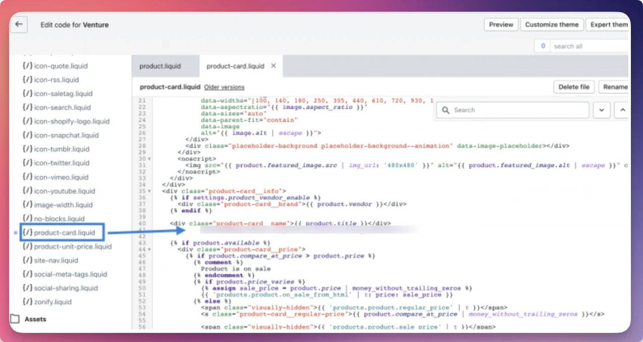 Screenshot from How to Manually Add Editorify Code to Your Shopify Theme