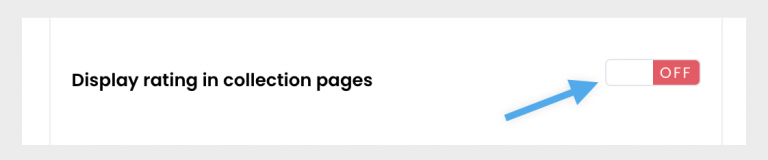 Display rating in collection pages switch in the Editorify design settings
