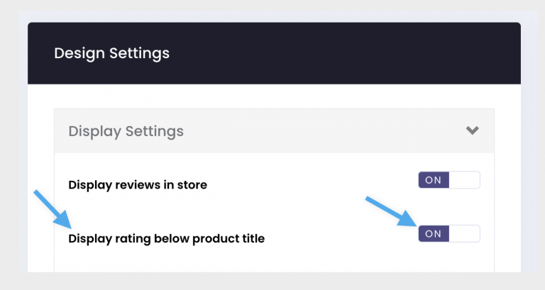 Display rating below product title switch in the Editorify design settings