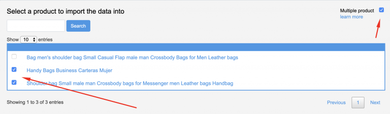 The Multiple product option with several store products selected